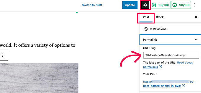 Frase clave de enfoque en la URL Frase clave de enfoque en la URL