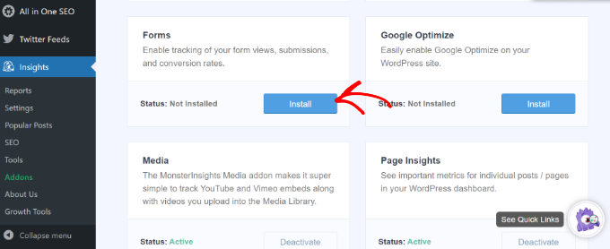 forms addon Install forms addon