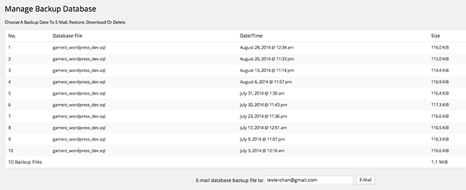 Manage database backups Manage database backups