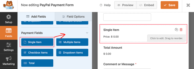Add a Single Item Field to Your Form Add a Single Item Field to Your Form