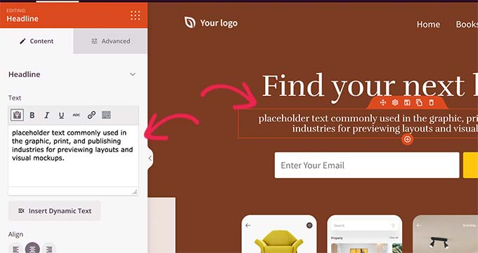 Herhangi bir öğeyi düzenlemek için üzerine gelin ve tıklayın