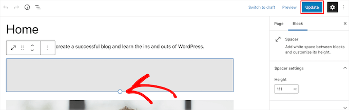 Abstandhalterblock vergrößern/verkleinern