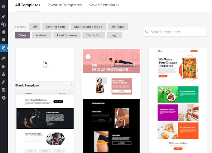 seedprod-sales-templates SeedProd's wide selection of templates.
