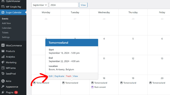 View and edit events View and edit events