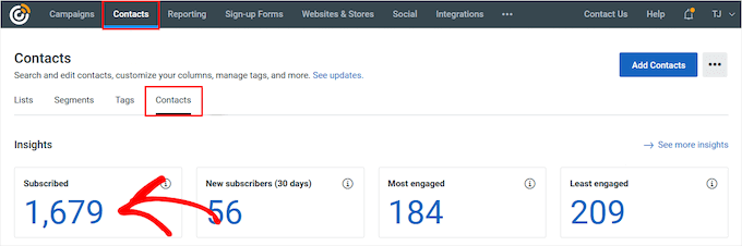 Constant Contact abonelerini görüntüle