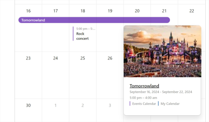 View event in calendar preview View event in calendar preview