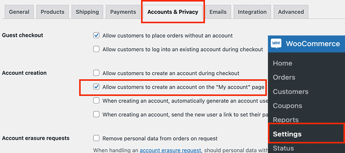 Enable account creation in WooCommerce Enable account creation in WooCommerce