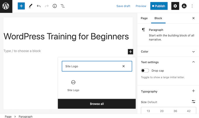 wordpress-site-logo The WordPress block editor.