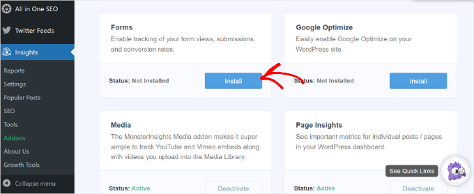 Install forms addon Install forms addon