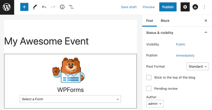 wpforms-wordpress-block WPForms ブロック。