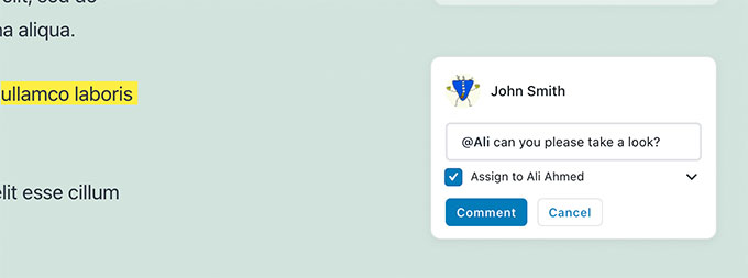 Asignar un comentario a un usuario específico