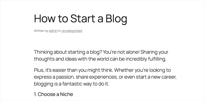 Blog post without featured image