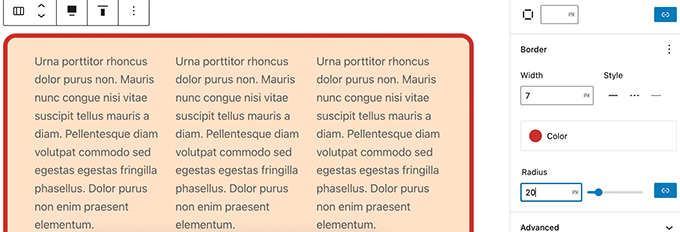 Rahmen um Spaltenblock