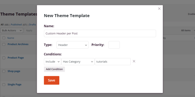 Enter new theme template details Enter new theme template details