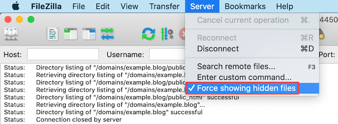 FileZillaで隠しファイルを表示する