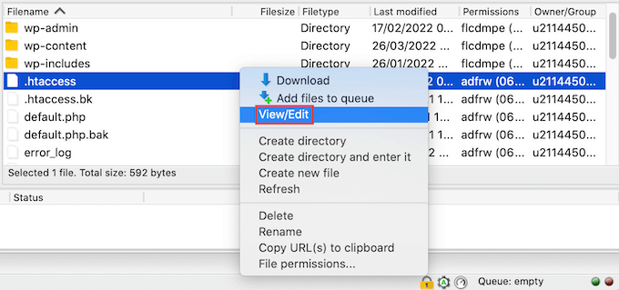 .htaccessファイルの編集