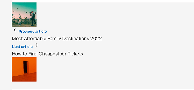Enlaces de siguiente y anterior sin estilo