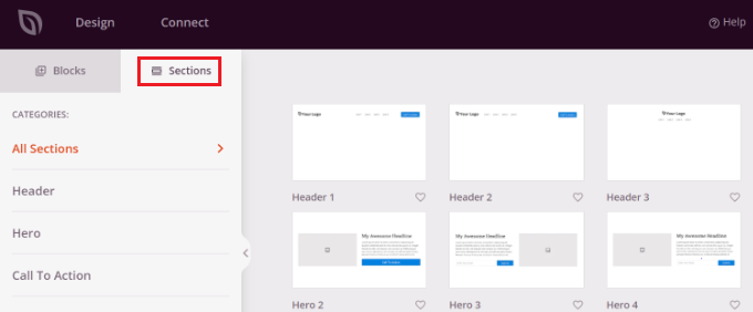 Switch to the sections panel Switch to the sections panel