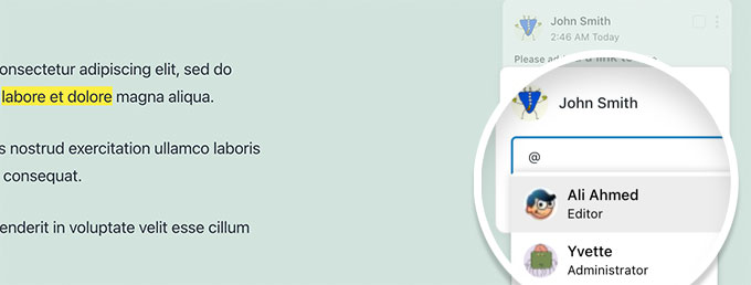 Etiqueta e invita a un usuario a editar