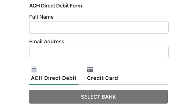 ACH Payment Form Preview ACH Payment Form Preview
