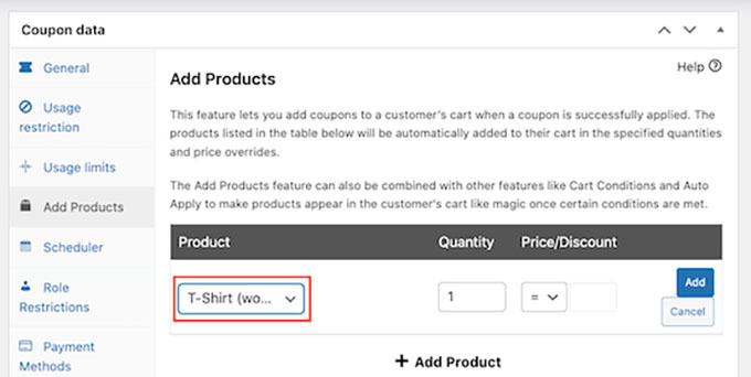 Add the free product Add the free product