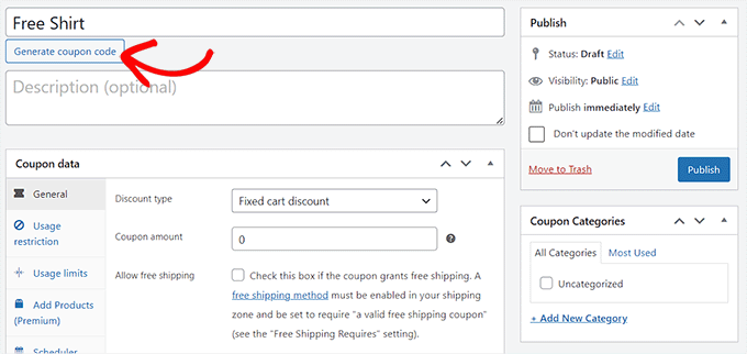 Add name, description, and coupon code for your free gift coupon Add name, description, and coupon code for your free gift coupon