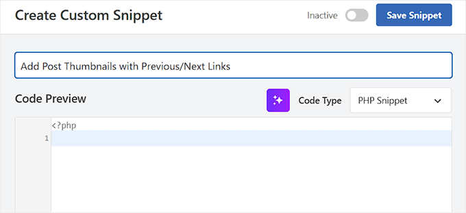 Agregar título y tipo de código