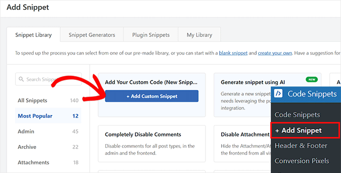 Choose 'Add Your Custom Code (New Snippet)' option Choose 'Add Your Custom Code (New Snippet)' option
