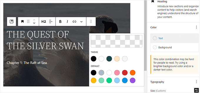 Changing the color of text on top of an image Changing the color of text on top of an image