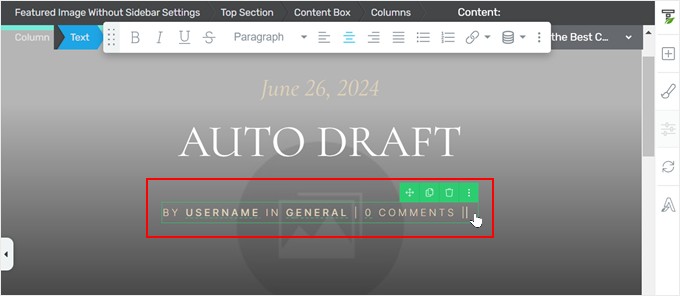 Välja inläggets meta i Thrive Theme Builder