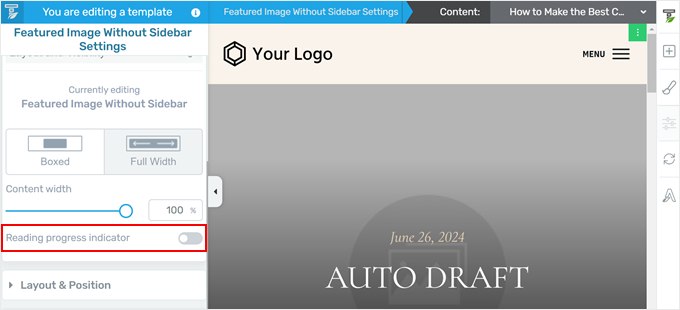 Lägga till en läsframstegsindikator med Thrive Theme Builder