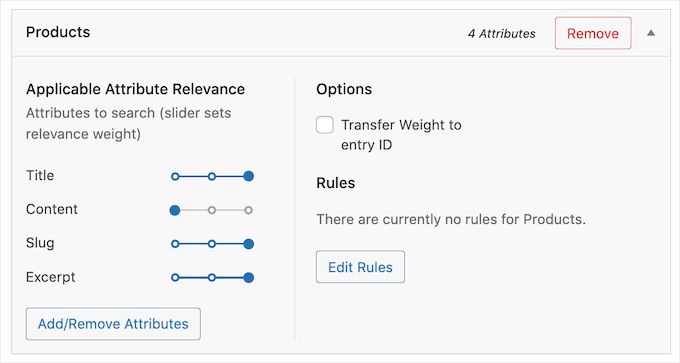 SearchWP's WooCommerce product search settings SearchWP's WooCommerce product search settings