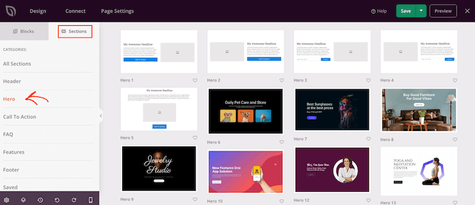 A SeedProd section template A SeedProd section template