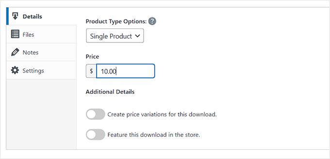 Set a price for your digital product in EDD
