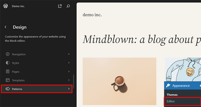 Site Editor screen Site Editor screen