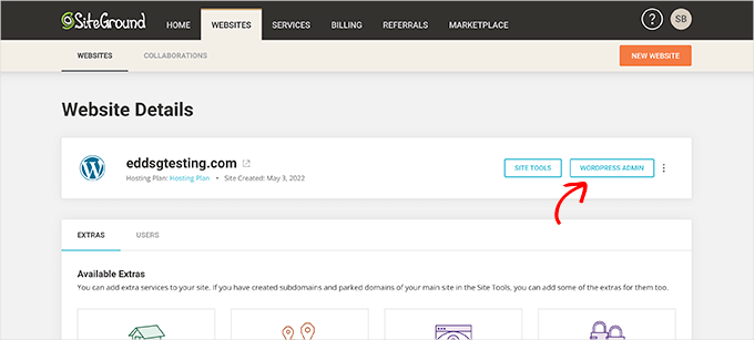 Login no WordPress da SiteGround
