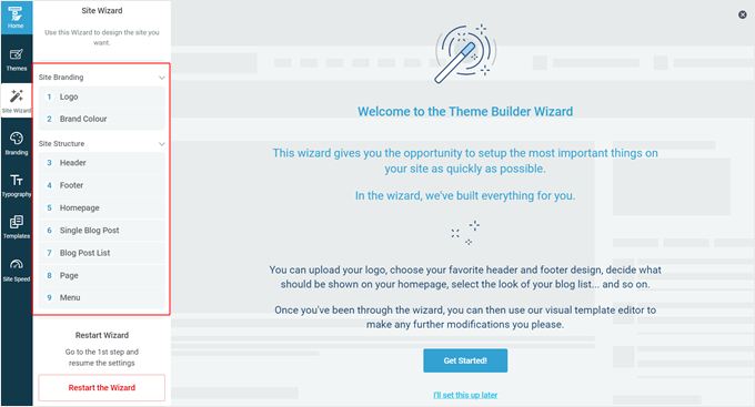 Thrive Theme Builder's setup wizard Thrive Theme Builder's setup wizard