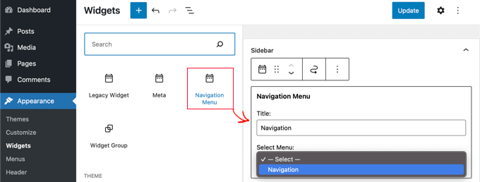 Add the Navigation Menu Block to the Sidebar Add the Navigation Menu Block to the Sidebar