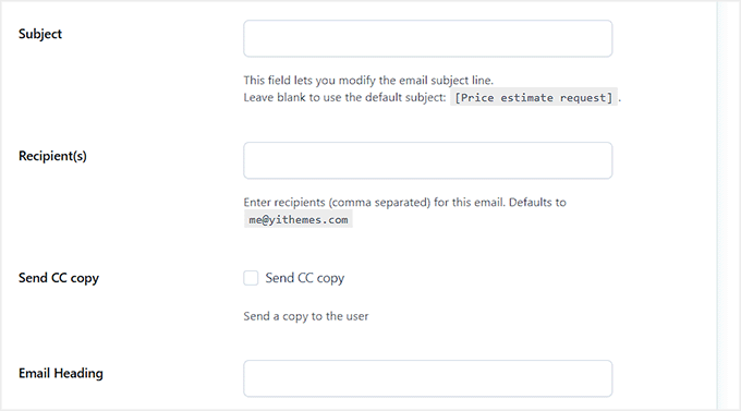 Add subject and content to email template in YITH WooCommerce Wishlist