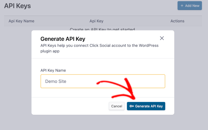 Naming the API key