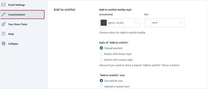 Customize wishlist button colors in YITH WooCommerce Wishlist