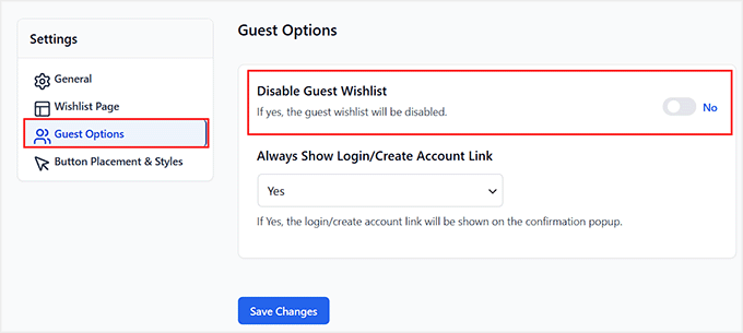 Enable guest wishlist in SaveTo Wishlist