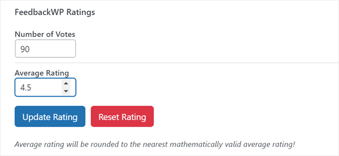 FeedbackWP's settings in the block editor FeedbackWP's settings in the block editor