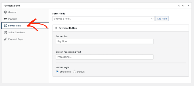 WP Simple Pay's form field settings WP Simple Pay's form field settings