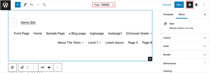 Change the Full Site Editor Template to 'Page Header' Change the Full Site Editor Template to 'Page Header'
