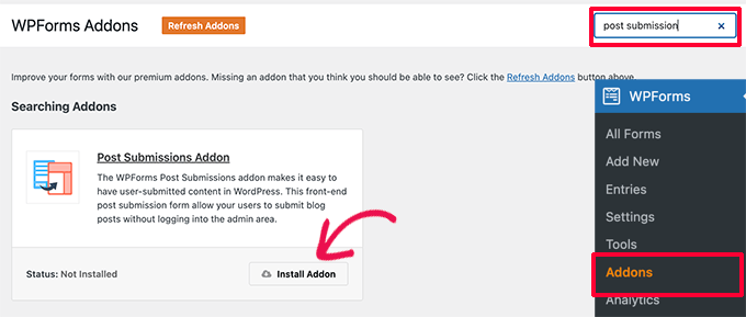 Install post submission addon Install post submission addon