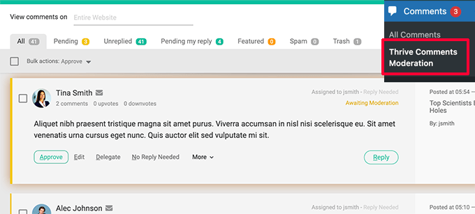 Moderate comments Moderate comments