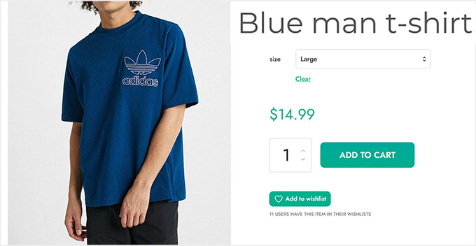 Preview of Add to Wishlist button created with YITH WooCommerce Wishlist