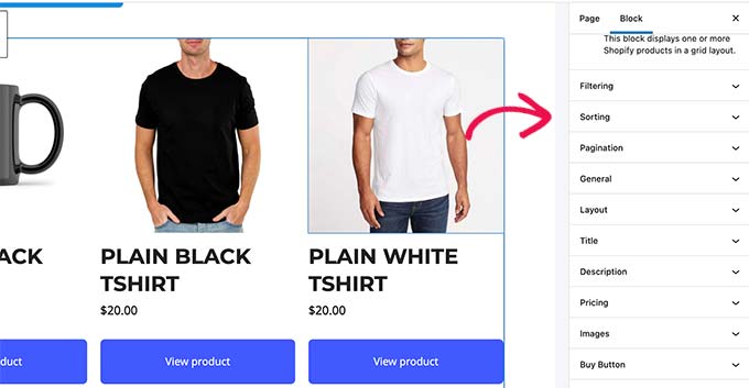 Product block settings Product block settings