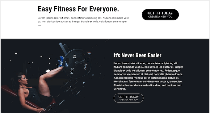 An example of a fitness-themed SeedProd template
